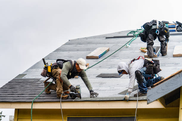 Professional Gutter Installation technician working in Wolflake, IN